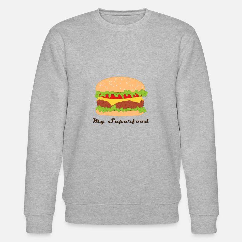Comic Hamburger mit Spruch - Stanley/Stella Unisex Bio-Sweatshirt CHANGER  - Grau meliert
