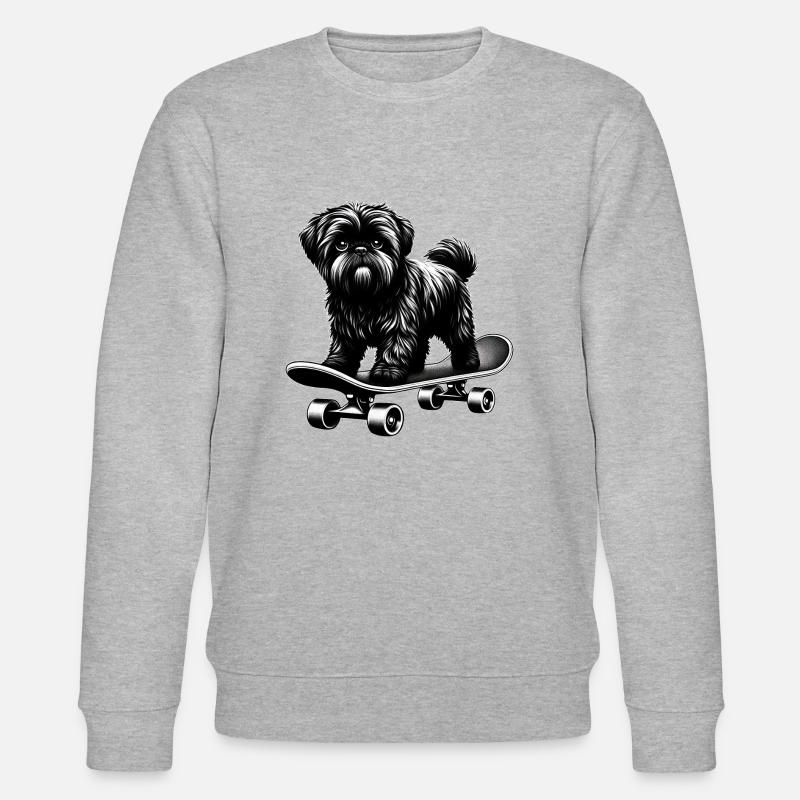 Skateboarder caniche noir et blanc - Sweat bio CHANGER Stanley/Stella Unisexe - gris chiné