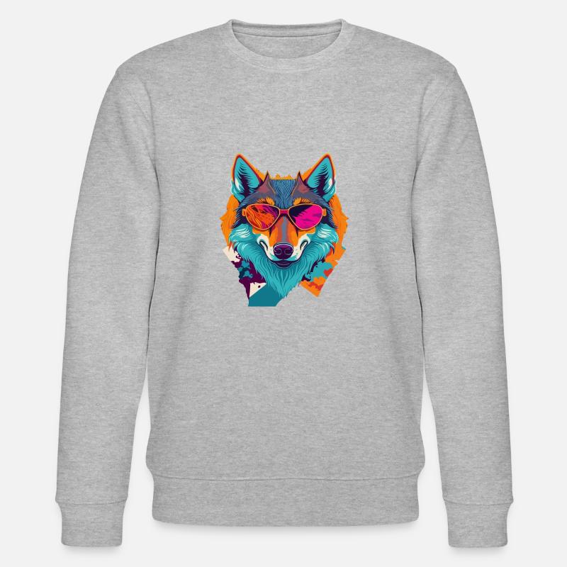 Retro-Wolfsaufstand - Stanley/Stella Unisex Bio-Sweatshirt CHANGER  - Grau meliert