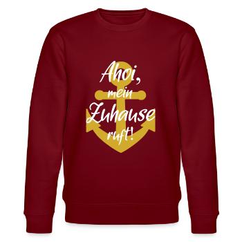 Ahoi mein zuhause ruft - Stanley/Stella Unisex Bio-Sweatshirt CHANGER  - Burgunderrot - Vorne - Nik (191cm) & Marisol (170cm)