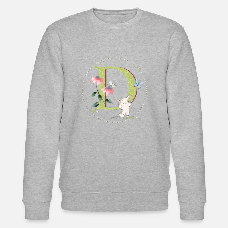 Anfangsbuchstabe D mit Katze - Stanley/Stella Unisex Bio-Sweatshirt CHANGER  - Grau meliert