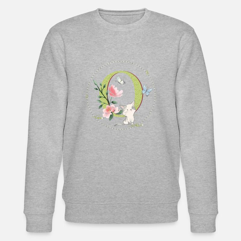 Anfangsbuchstabe O mit Katze - Stanley/Stella Unisex Bio-Sweatshirt CHANGER  - Grau meliert