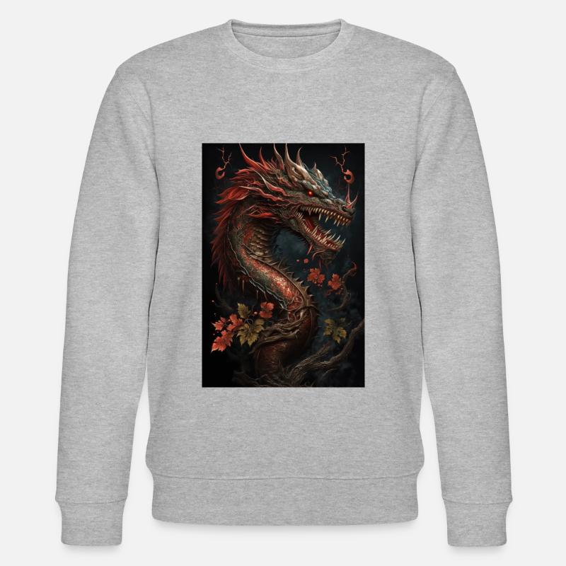 Japanischer Drache Chinesischer Drache - Stanley/Stella Unisex Bio-Sweatshirt CHANGER  - Grau meliert