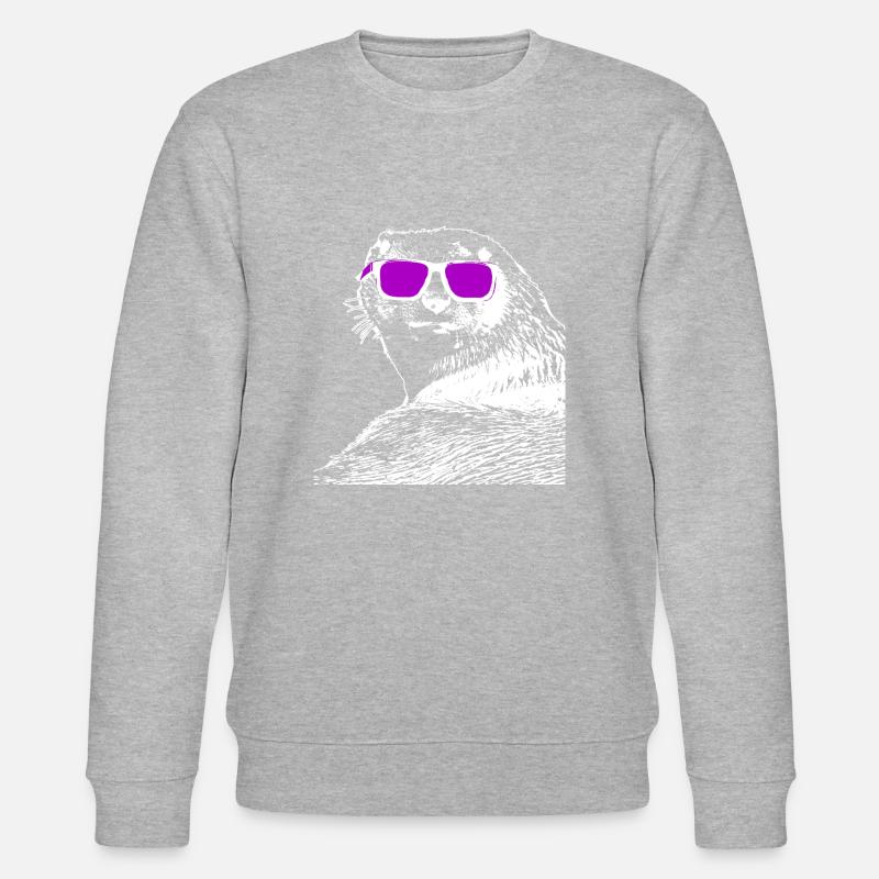 Otter mit Sonnenbrille - Stanley/Stella Unisex Bio-Sweatshirt CHANGER - Grau meliert