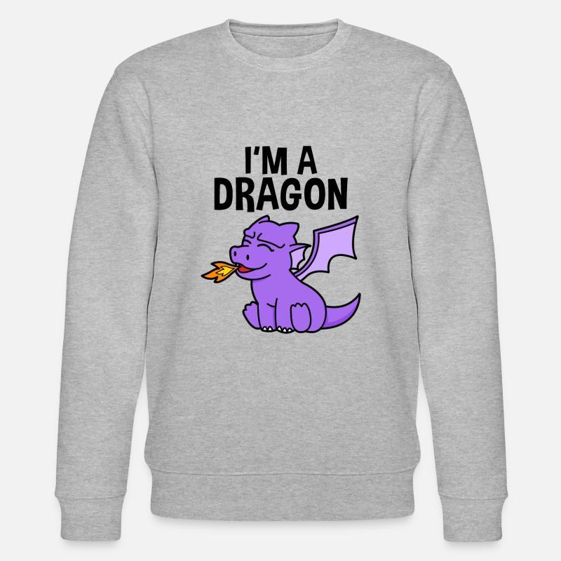 I'M A DRAGON - Stanley/Stella Unisex Bio-Sweatshirt CHANGER  - Grau meliert