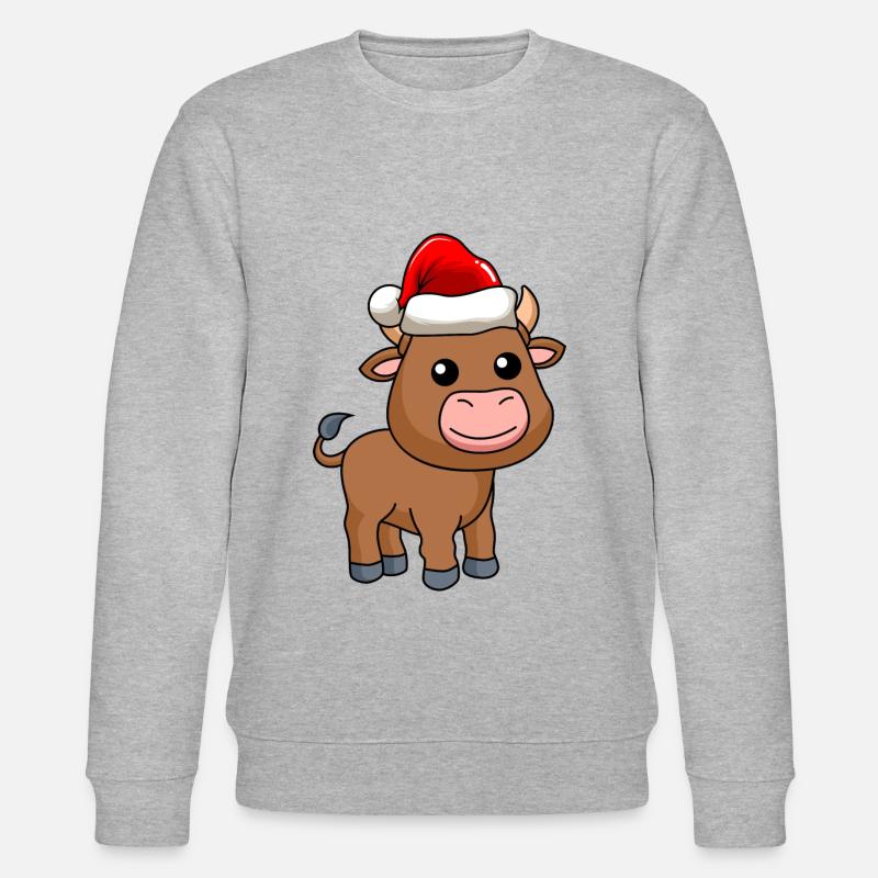Stier Comic Weihnachten - Stanley/Stella Unisex Bio-Sweatshirt CHANGER  - Grau meliert