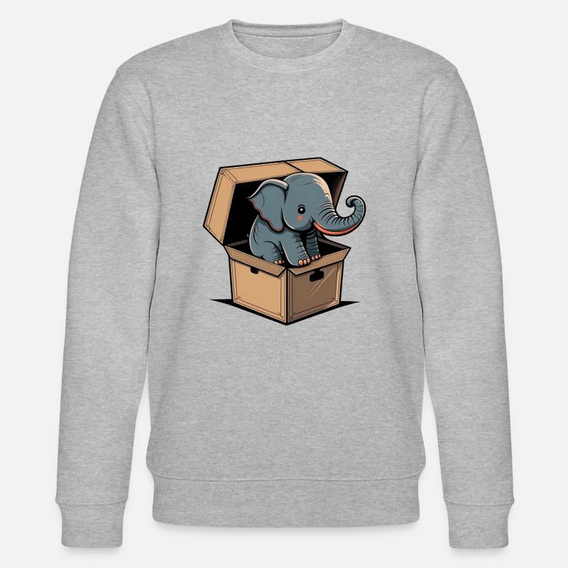 Mignon éléphant dans une boîte - Sweat bio CHANGER Stanley/Stella Unisexe - gris chiné