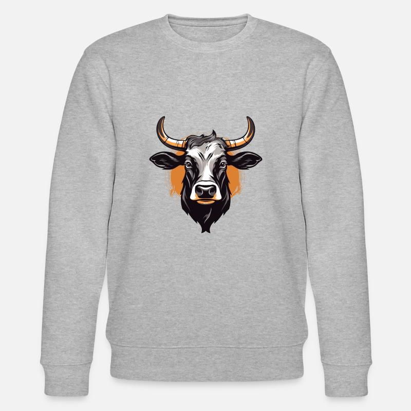 Illustration de tête de vache - Sweat bio CHANGER Stanley/Stella Unisexe - gris chiné