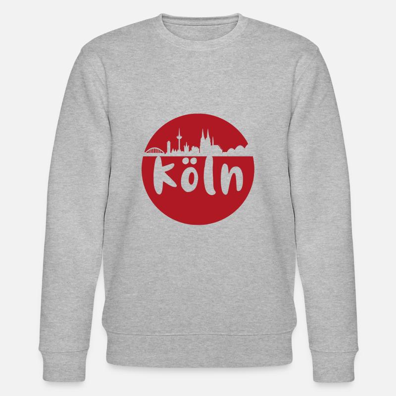 köln,kreis,scherenschnitt, skyline,rot - Stanley/Stella Unisex Bio-Sweatshirt CHANGER  - Grau meliert