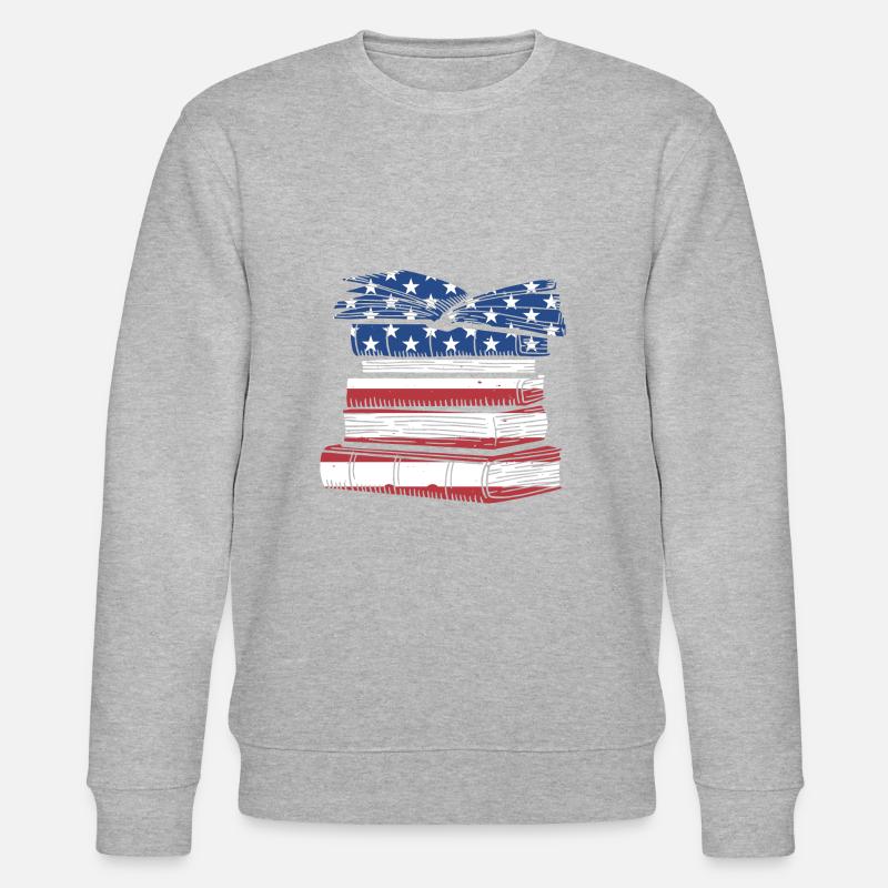 Reader Us Flag Reading - Stanley/Stella CHANGER Unisex Organic Sweatshirt - heather grey