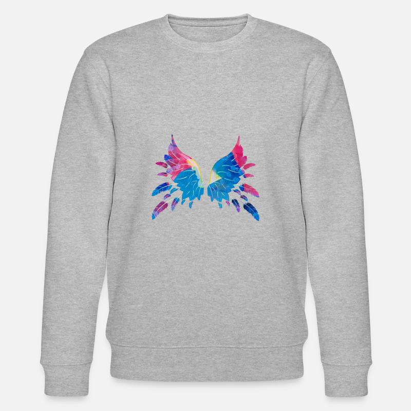 flügel,federn,blaue flügel,feder,malerei - Stanley/Stella Unisex Bio-Sweatshirt CHANGER  - Grau meliert