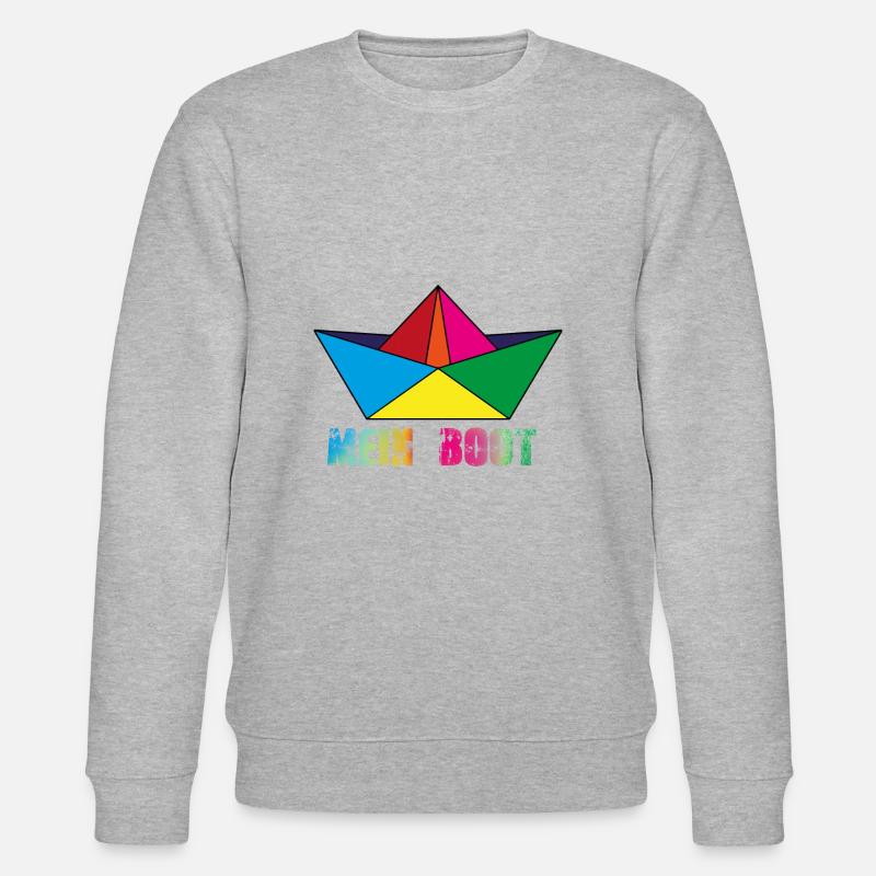 mein boot,boot,papierschiff,bunt,schiff - Stanley/Stella Unisex Bio-Sweatshirt CHANGER  - Grau meliert