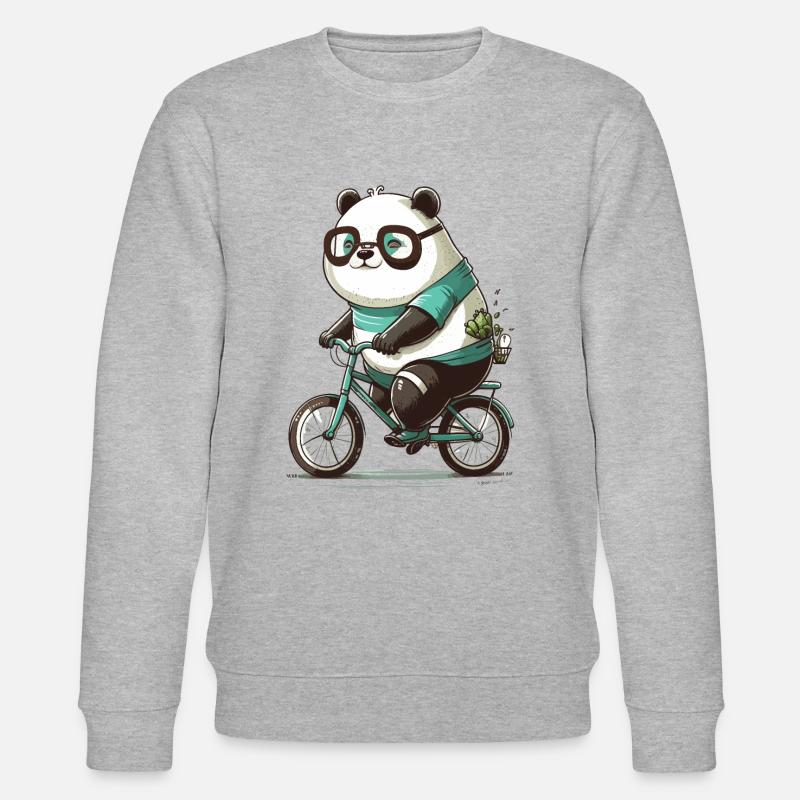 Panda-Radfahrer - Stanley/Stella Unisex Bio-Sweatshirt CHANGER  - Grau meliert
