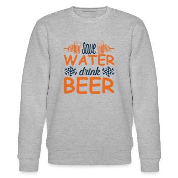 Save water drink beer - Stanley/Stella Unisex Bio-Sweatshirt CHANGER  - Grau meliert - Vorne - Nik (191cm) & Marisol (170cm)