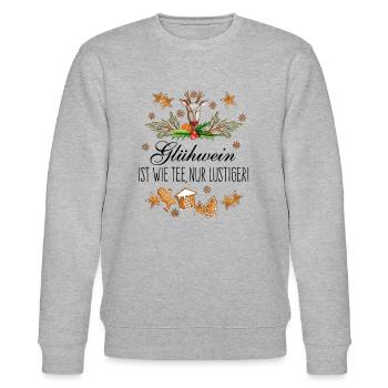 Glühwein ist wie Tee nur lustiger - Stanley/Stella Unisex Bio-Sweatshirt CHANGER  - Grau meliert - Vorne - Nik (191cm) & Marisol (170cm)