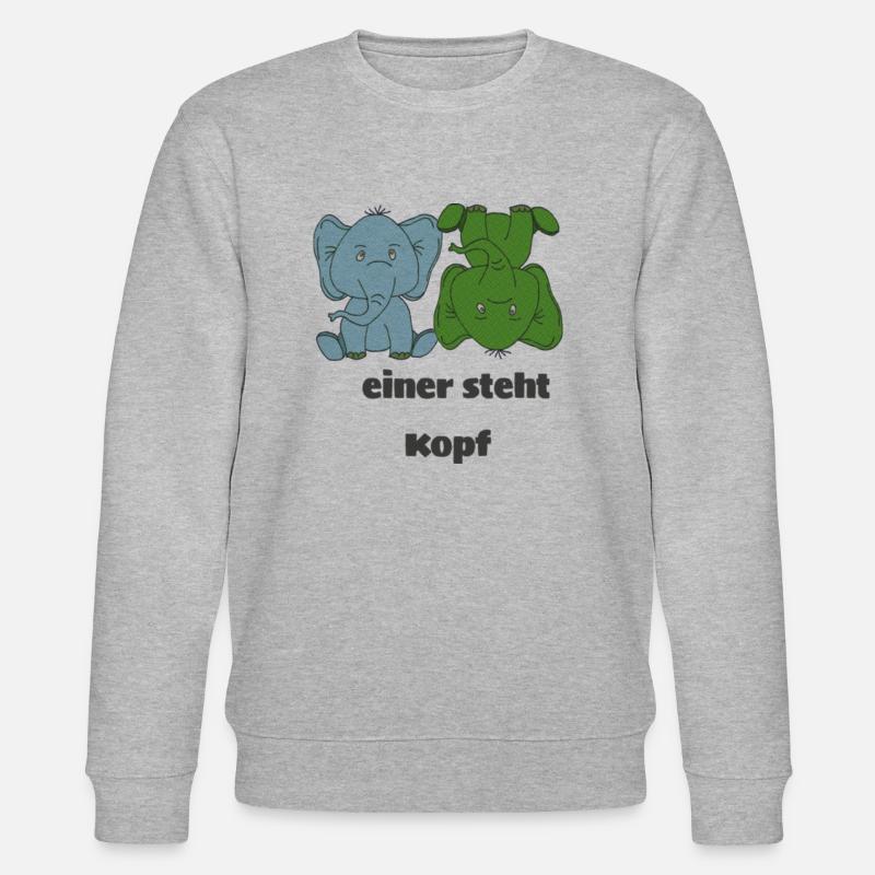 elefanten einer steht kopf - Stanley/Stella Unisex Bio-Sweatshirt CHANGER  - Grau meliert