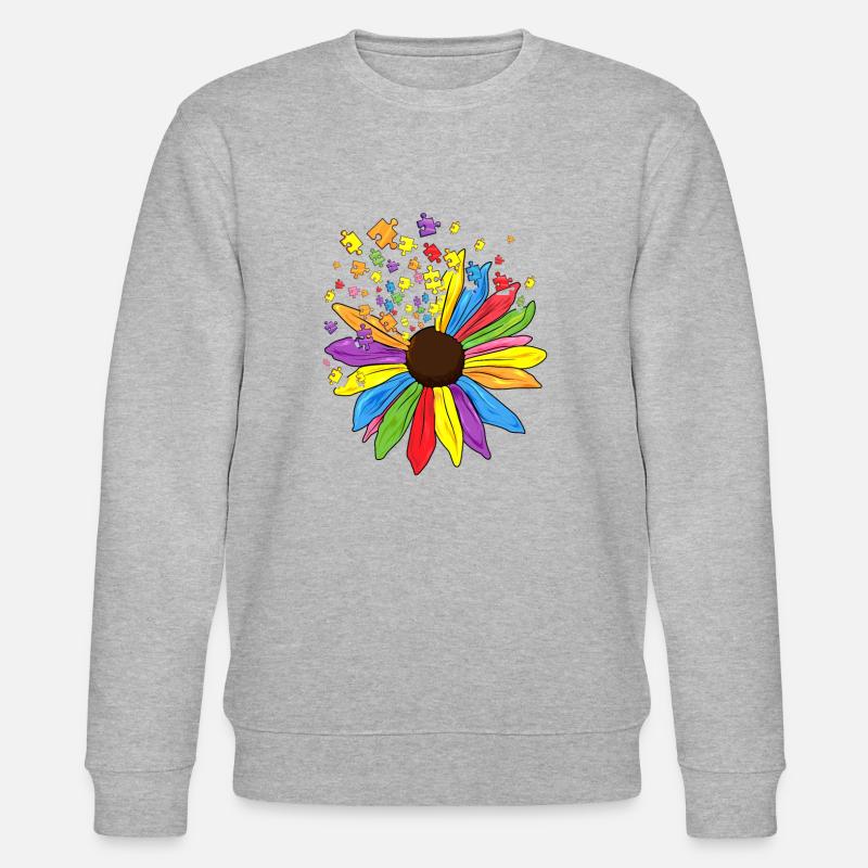 Autismus Sonnenblume Statement Autist Geschenk - Stanley/Stella Unisex Bio-Sweatshirt CHANGER  - Grau meliert