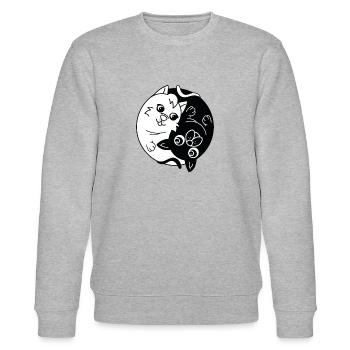Katze und Hund Als Cooles Yin und Yang Design - Stanley/Stella Unisex Bio-Sweatshirt CHANGER  - Grau meliert - Vorne - Nik (191cm) & Marisol (170cm)
