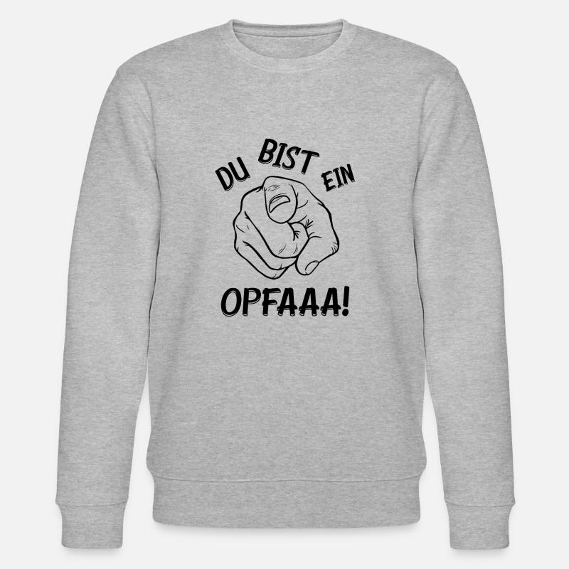 Du bist ein Opfa Geschenk Opfer Zeigefinger lustig - Stanley/Stella Unisex Bio-Sweatshirt CHANGER  - Grau meliert