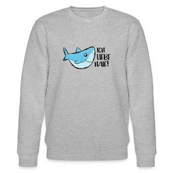 Ich liebe Haie weißer Hai Meerestier Tierschutz - Stanley/Stella Unisex Bio-Sweatshirt CHANGER  - Grau meliert - Vorne - Nik (191cm) & Marisol (170cm)