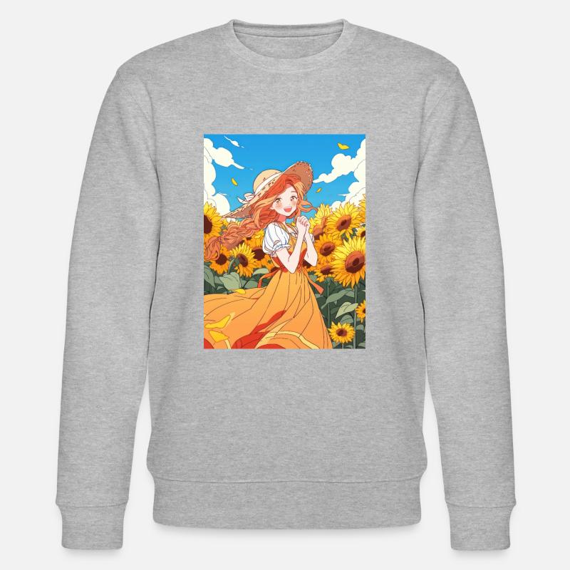 anime mädchen sonnenblumen - Stanley/Stella Unisex Bio-Sweatshirt CHANGER  - Grau meliert