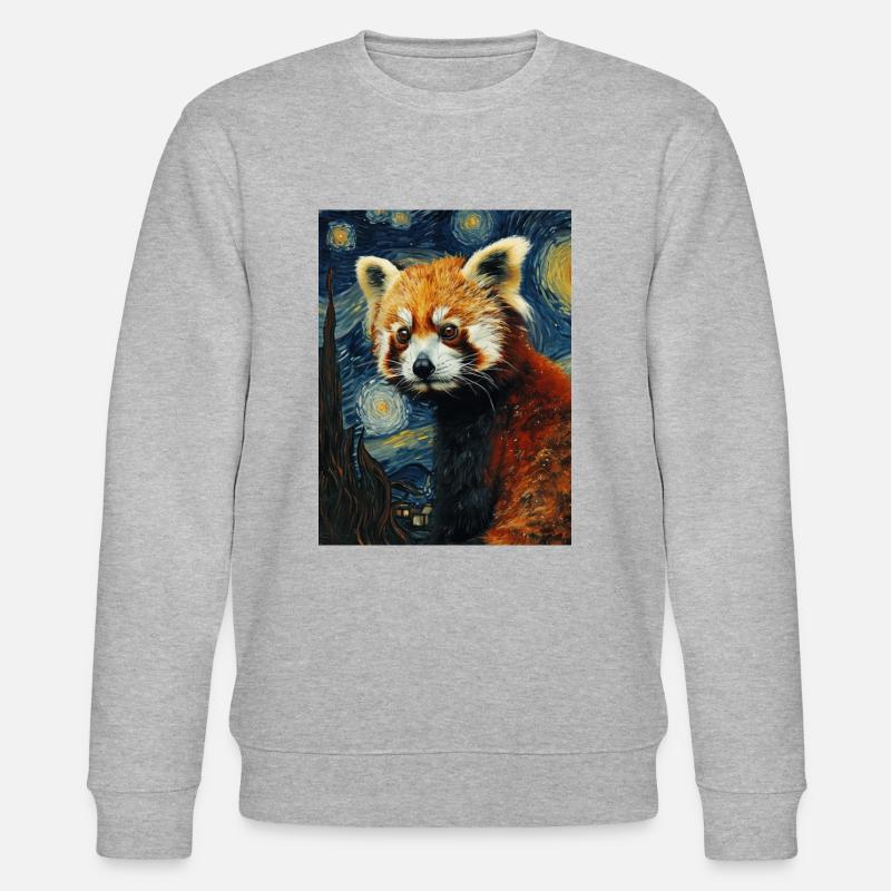 roter panda, van gogh, style - Stanley/Stella Unisex Bio-Sweatshirt CHANGER  - Grau meliert