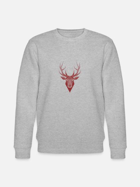 Deer polygon origami - Stanley/Stella CHANGER Unisex Organic Sweatshirt - heather grey