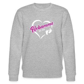Hebamme 2023 Beruf Hebammenstudium Geburtshilfe - Stanley/Stella Unisex Bio-Sweatshirt CHANGER  - Grau meliert - Vorne - Nik (191cm) & Marisol (170cm)