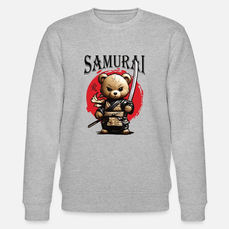 Samurai Teddy - Stanley/Stella Unisex Bio-Sweatshirt CHANGER  - Grau meliert