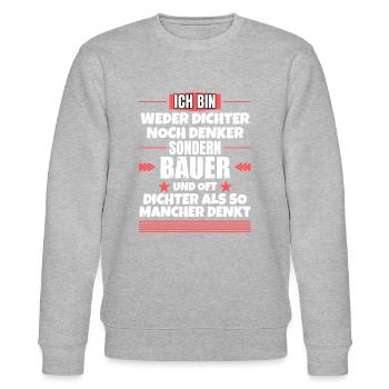 Weder Dichter noch Denker, sondern Bauer - Stanley/Stella Unisex Bio-Sweatshirt CHANGER  - Grau meliert - Vorne - Nik (191cm) & Marisol (170cm)