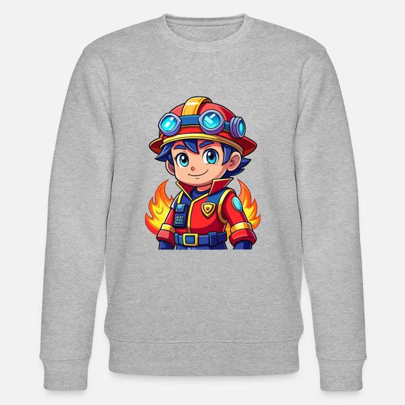 Held in Rot der Feuerwehrmann - Stanley/Stella Unisex Bio-Sweatshirt CHANGER  - Grau meliert