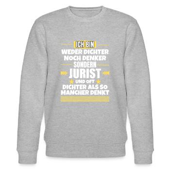 Weder Dichter noch Denker, sondern Jurist - Stanley/Stella Unisex Bio-Sweatshirt CHANGER  - Grau meliert - Vorne - Nik (191cm) & Marisol (170cm)