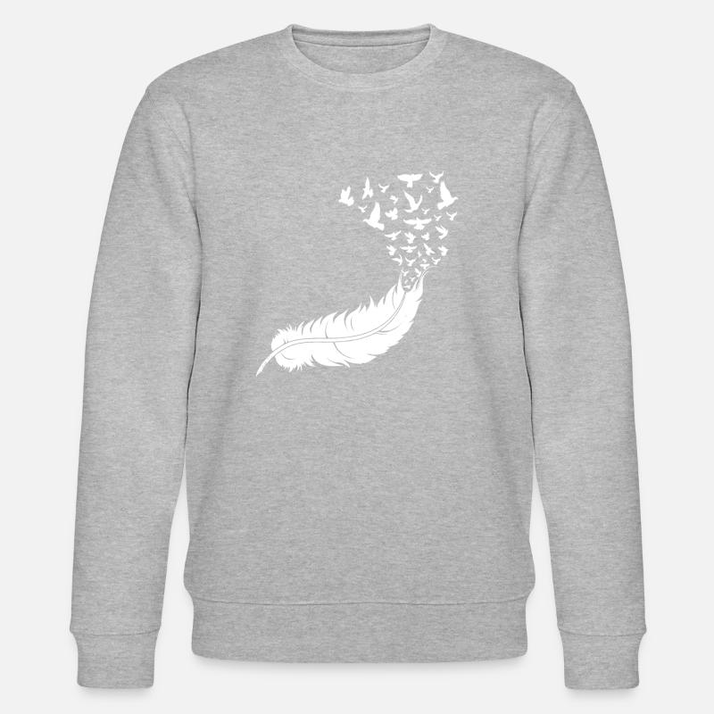 Feather with birds - Stanley/Stella CHANGER Unisex Organic Sweatshirt - heather grey