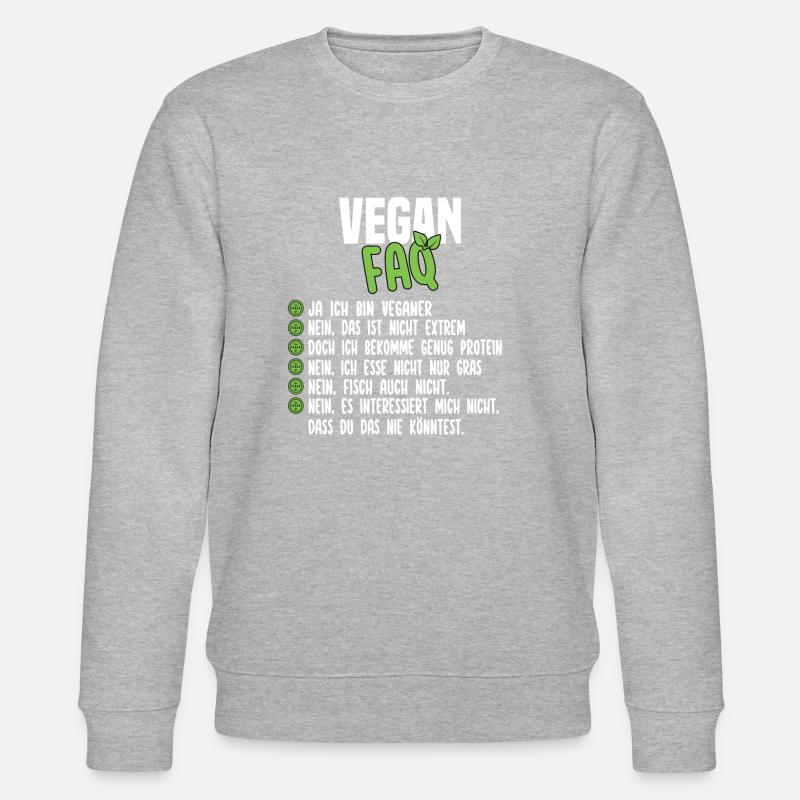 Vegan FAQ - Lustiger Veganer Spruch - Stanley/Stella Unisex Bio-Sweatshirt CHANGER - Grau meliert