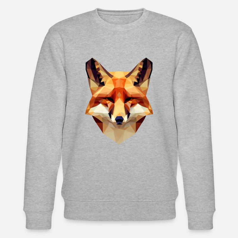 Intriguing Polygon Fox - Modern - Stanley/Stella CHANGER Unisex Organic Sweatshirt - heather grey