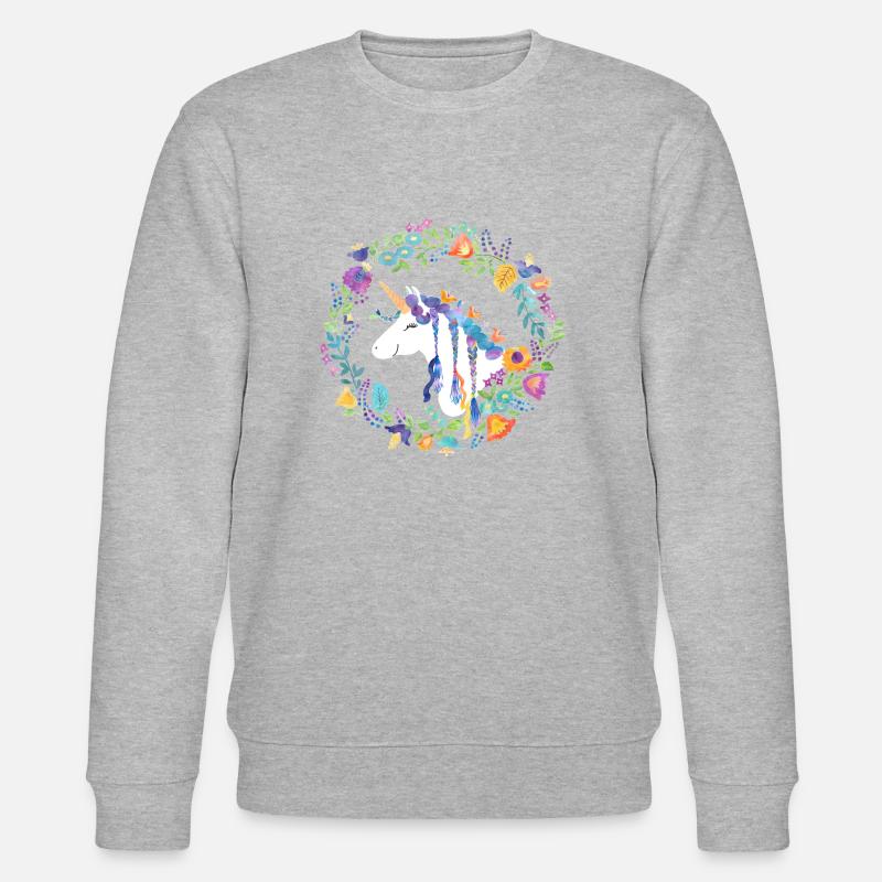 Einhorn Blumen - Stanley/Stella Unisex Bio-Sweatshirt CHANGER - Grau meliert