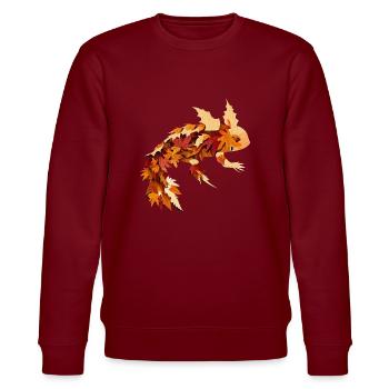 Herbstzauber mit Axolotl: Farbenfrohes Laub und Bl - Stanley/Stella Unisex Bio-Sweatshirt CHANGER  - Burgunderrot - Vorne - Nik (191cm) & Marisol (170cm)