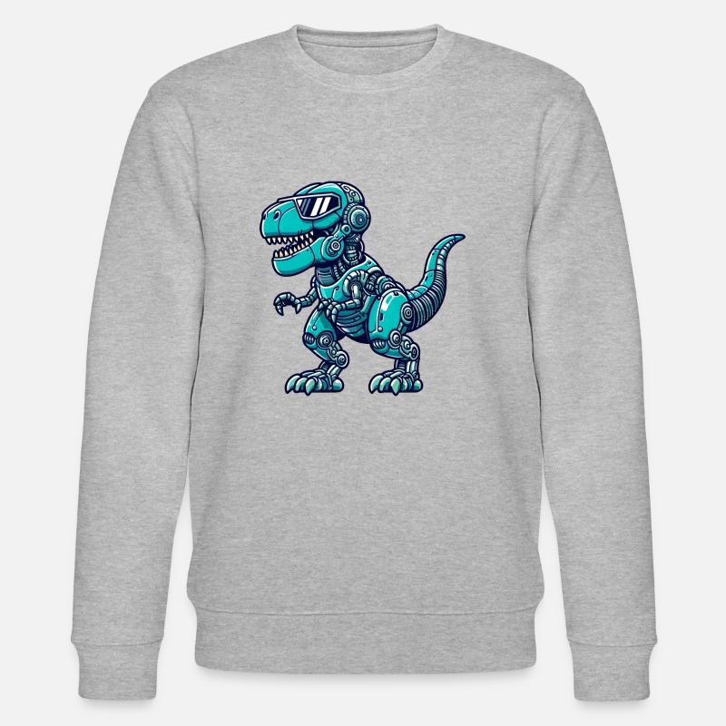 T-Rex Cyborg Dinosaurier - Stanley/Stella Unisex Bio-Sweatshirt CHANGER - Grau meliert