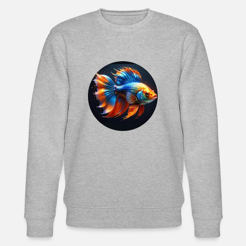 Goldfisch,bunt,pailletten,glitzer,Fisch - Stanley/Stella Unisex Bio-Sweatshirt CHANGER  - Grau meliert