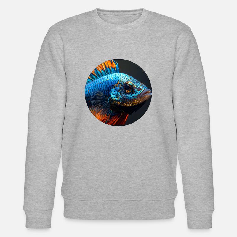 Fisch,bunt,pailletten,glitzer,blau - Stanley/Stella Unisex Bio-Sweatshirt CHANGER  - Grau meliert