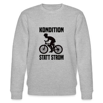 Kondition Statt Strom Lustiger Fahrrad Spruch - Stanley/Stella Unisex Bio-Sweatshirt CHANGER  - Grau meliert - Vorne - Nik (191cm) & Marisol (170cm)