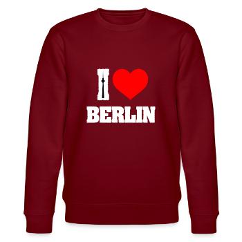 I love Berlin Hauptstadt Deutschland Weltstadt - Stanley/Stella Unisex Bio-Sweatshirt CHANGER  - Burgunderrot - Vorne - Nik (191cm) & Marisol (170cm)