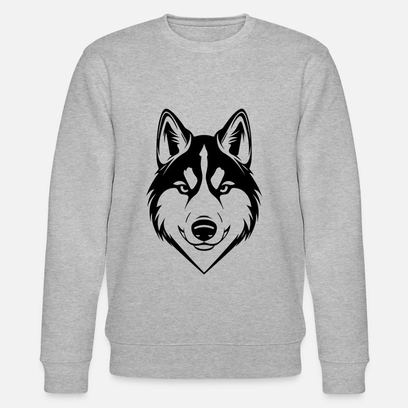 Husky Hund Kopf - Stanley/Stella Unisex Bio-Sweatshirt CHANGER  - Grau meliert