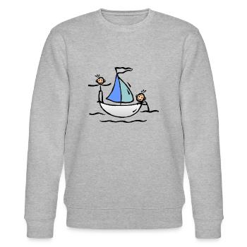 Comic - Segelboot Segeln Funsport Boot - Stanley/Stella Unisex Bio-Sweatshirt CHANGER  - Grau meliert - Vorne - Nik (191cm) & Marisol (170cm)
