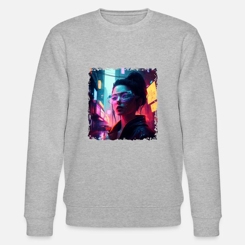 Punk hacker in high-tech cyberspace - Stanley/Stella CHANGER Unisex Organic Sweatshirt - heather grey