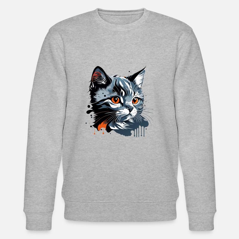 Kätzchen , junge Katze - Stanley/Stella Unisex Bio-Sweatshirt CHANGER - Grau meliert