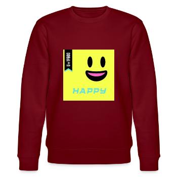 Journée Emoji 2022 - Emoji Happy - Design A - Sweat bio CHANGER Stanley/Stella Unisexe - bordeaux - Devant - Nik (191cm) & Marisol (170cm)