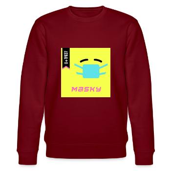 Journée Emoji 2022 - Emoji Masky - Design A - Sweat bio CHANGER Stanley/Stella Unisexe - bordeaux - Devant - Nik (191cm) & Marisol (170cm)