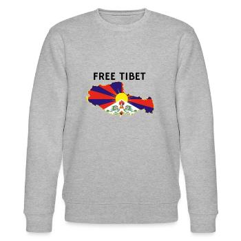 Freeware Tibet Flag - Stanley/Stella CHANGER Unisex Organic Sweatshirt - heather grey - Front - Nik (191cm) & Marisol (170cm)