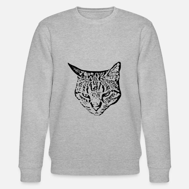 Katze schwarz Katzenkopf - Stanley/Stella Unisex Bio-Sweatshirt CHANGER  - Grau meliert